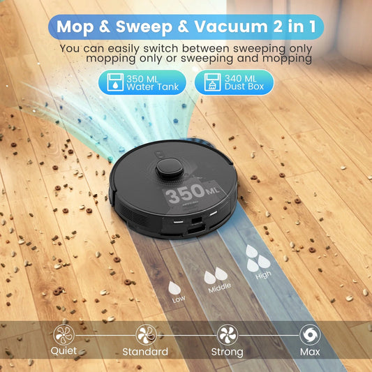 AIRROBO L40+ 3-in-1 Robot Vacuum Mop Combo w/ Self-Empty Bin - LiDAR Nav 3000Pa - Prema Time