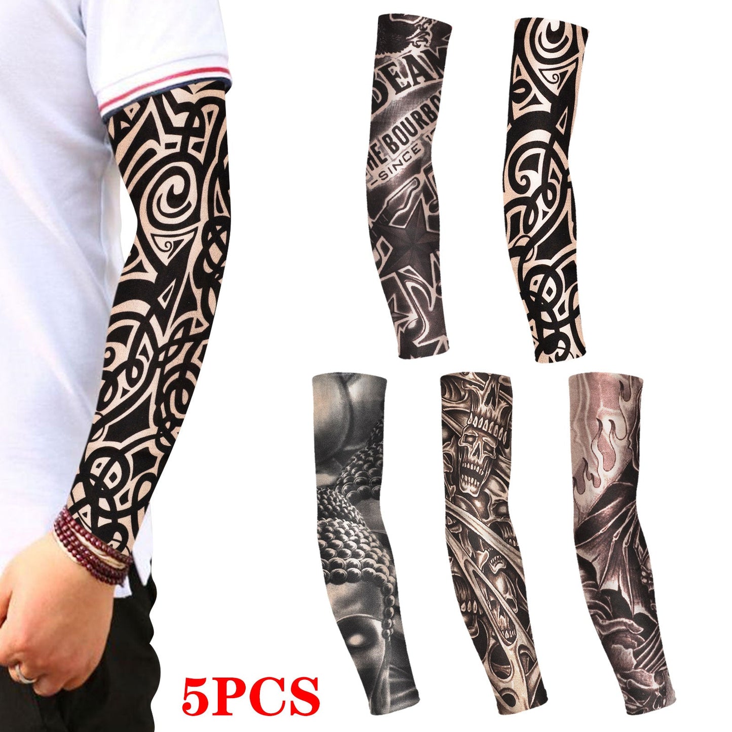 ARMORAY 5 - 10 Pcs Fake Temporary Tattoo Arm Sleeves Stockings Cool Women Men Unisex UV Protection - PREMA TIME - Prema Time