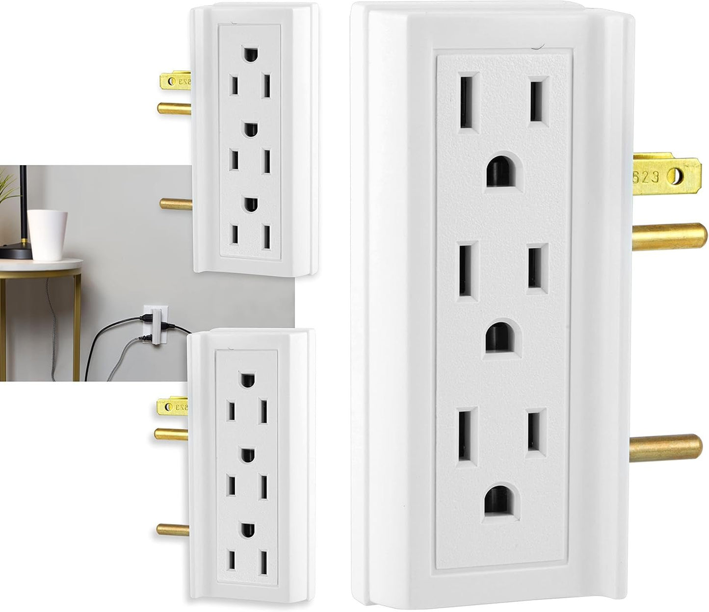 GE 6-Outlet Wall Tap Extender - Side Access Power Splitter - White | PREMA TIME - Prema Time