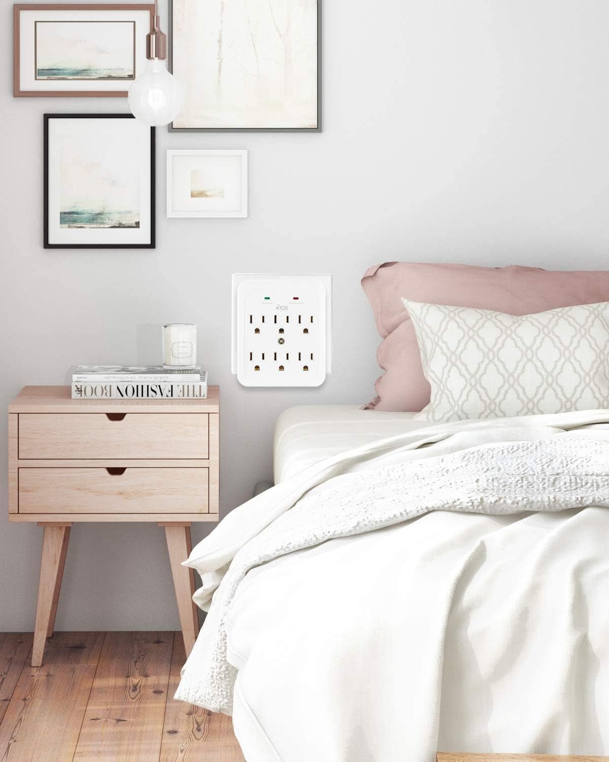 KMC Wall Surge Protector 980 Joule 6 - Outlet Power Strip White 2 - Pack ETL Certified - PREMA TIME - Prema Time