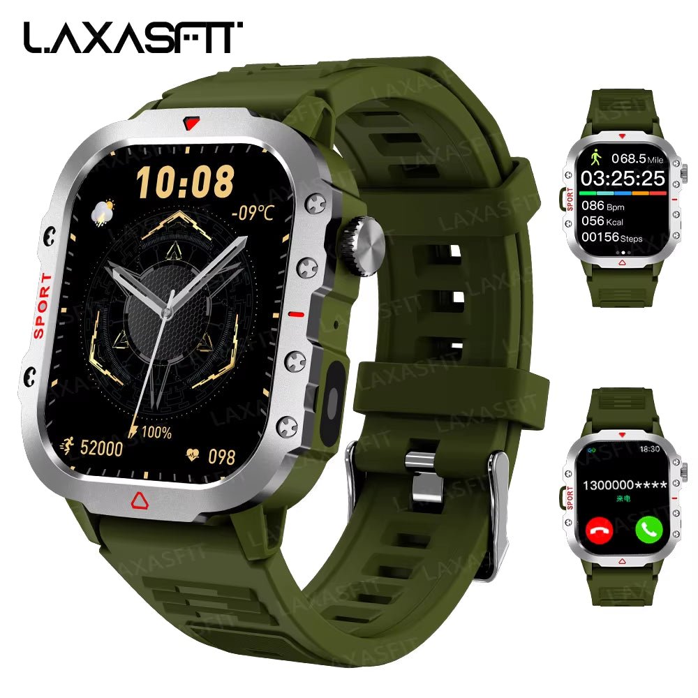 LAXASFIT Men's Smart Watch - Multi Sport & Health Tracker - 1.71" Screen LED Flashlight - Prema Time