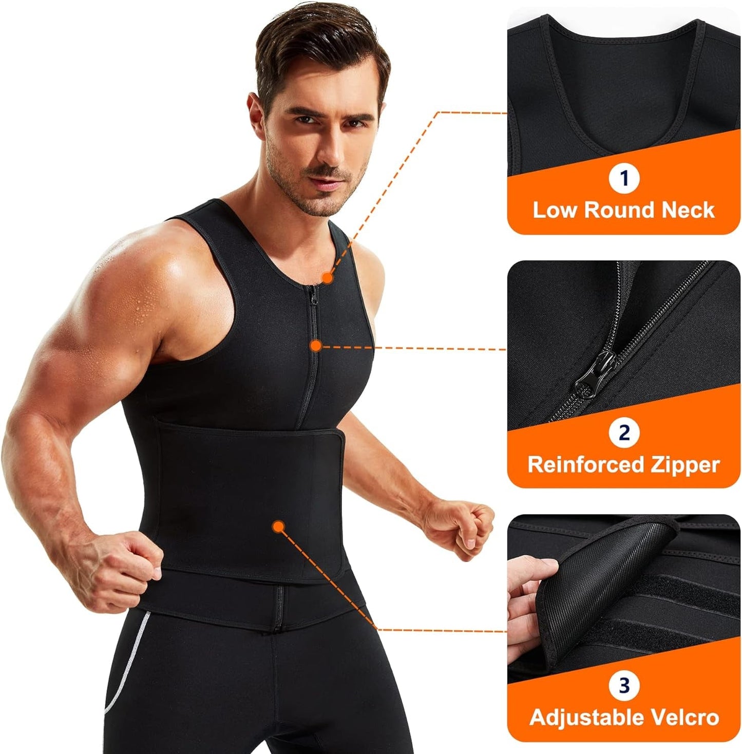 Neoprene Sauna Suit Men Waist Trainer Vest Zipper Body Shaper Tank Top | PREMA TIME - Prema Time