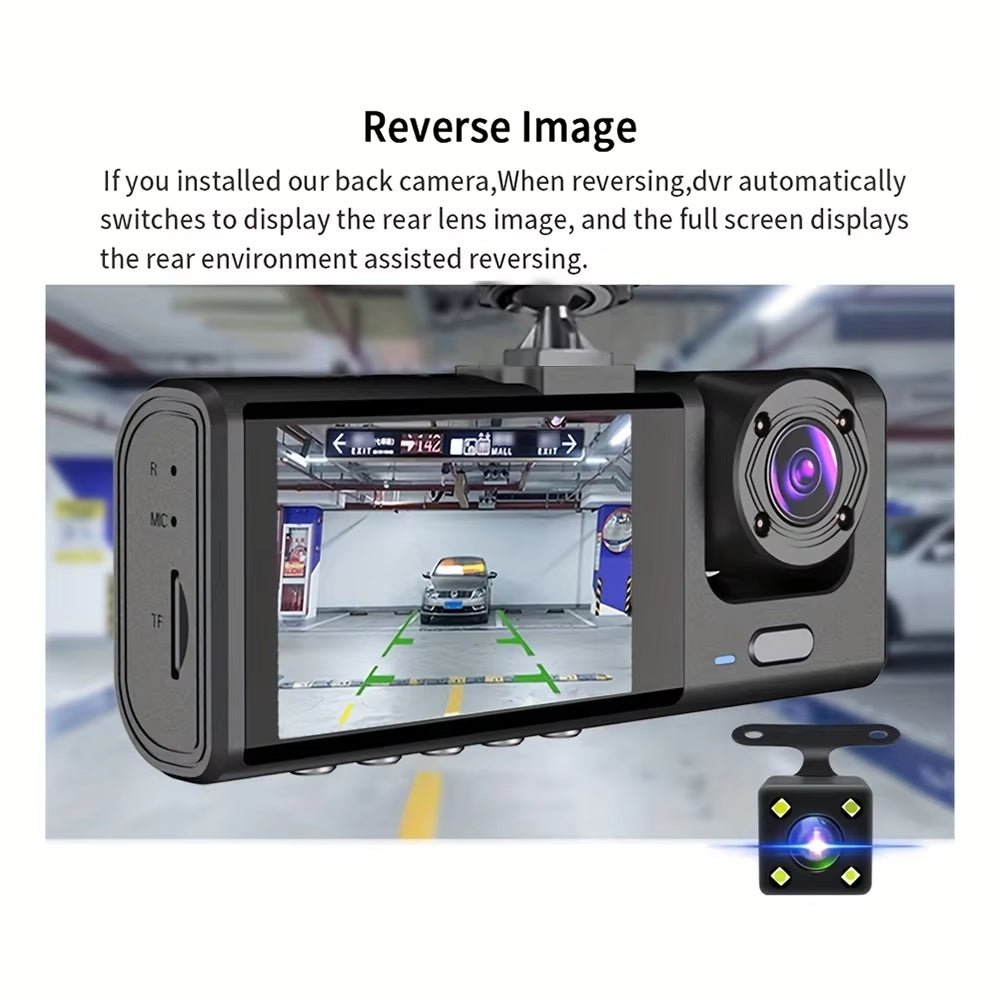 Premier 3-Camera Dash Cam with IR Night Vision & Loop Recording - Prema Time