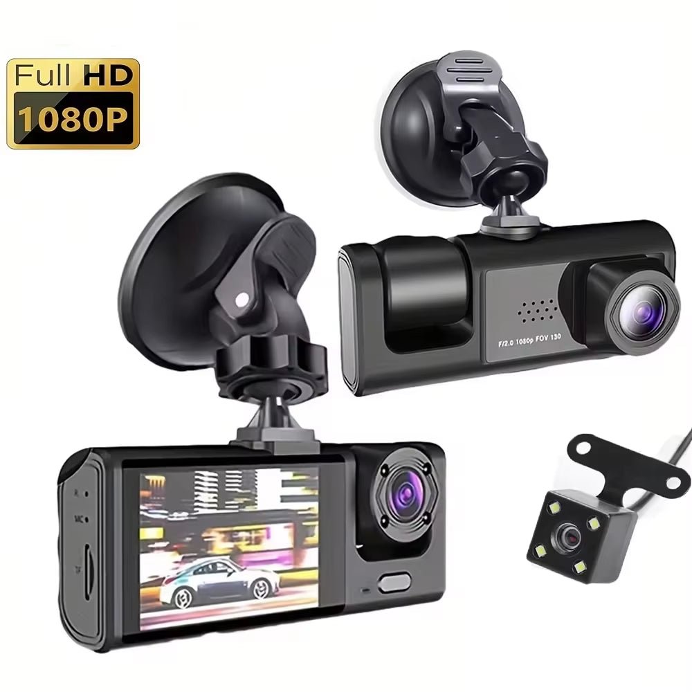 Premier 3-Camera Dash Cam with IR Night Vision & Loop Recording - Prema Time