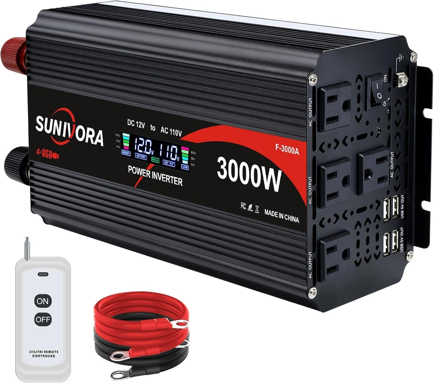2000W Power Inverter 12V to 110V AC with LCD Display & Dual USB Ports - PREMA TIME - Prema Time