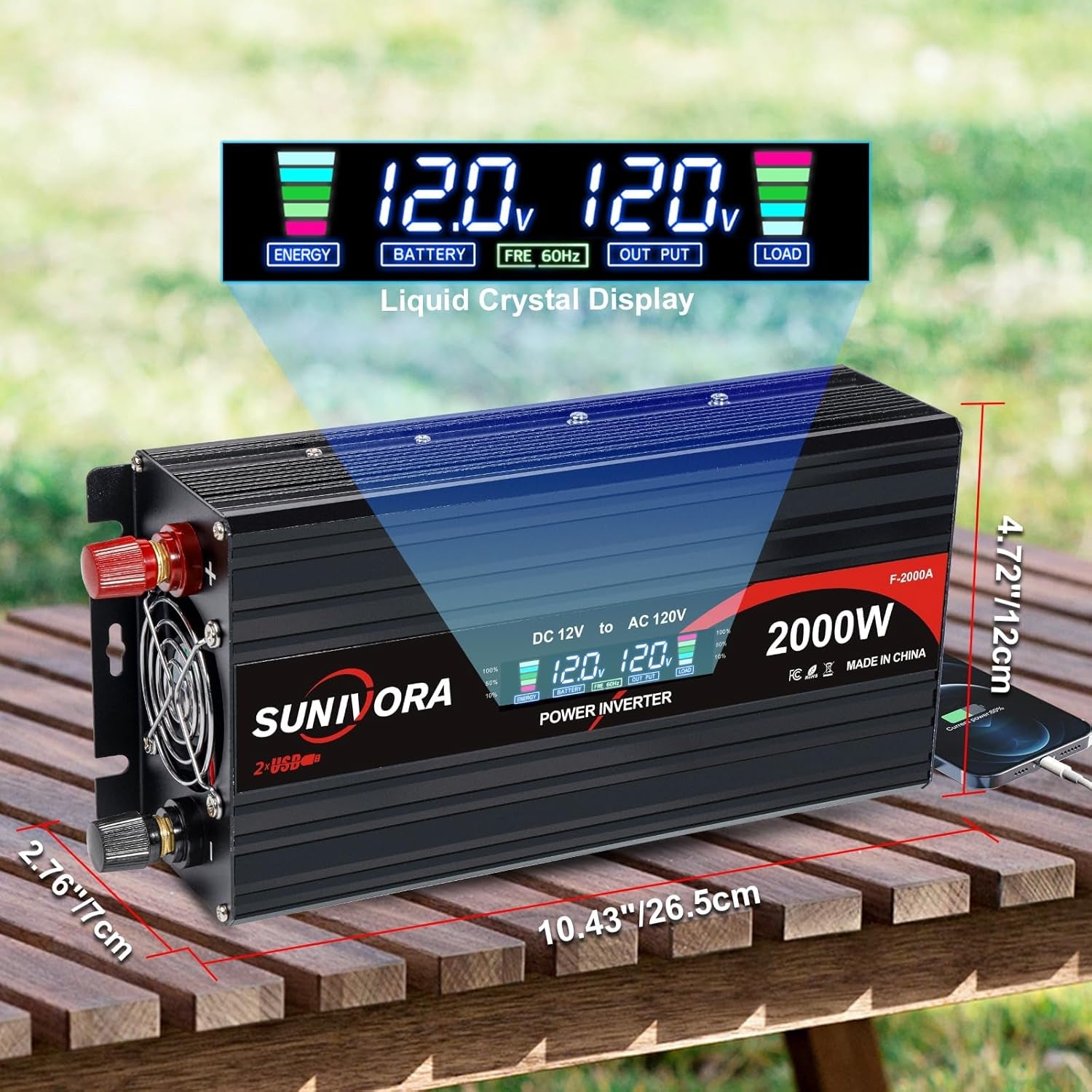 2000W Power Inverter 12V to 110V AC with LCD Display & Dual USB Ports - PREMA TIME - Prema Time