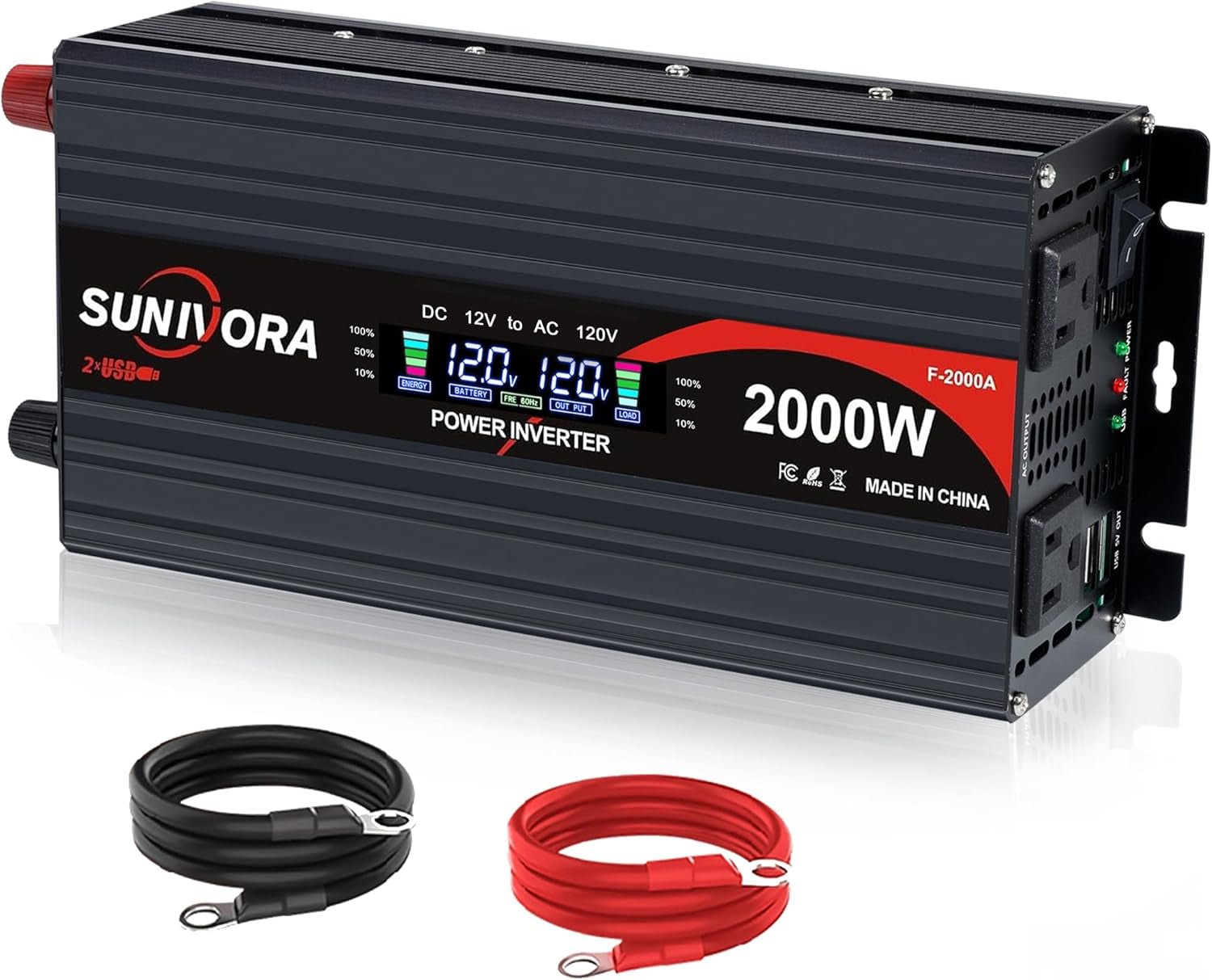 2000W Power Inverter 12V to 110V AC with LCD Display & Dual USB Ports - PREMA TIME - Prema Time
