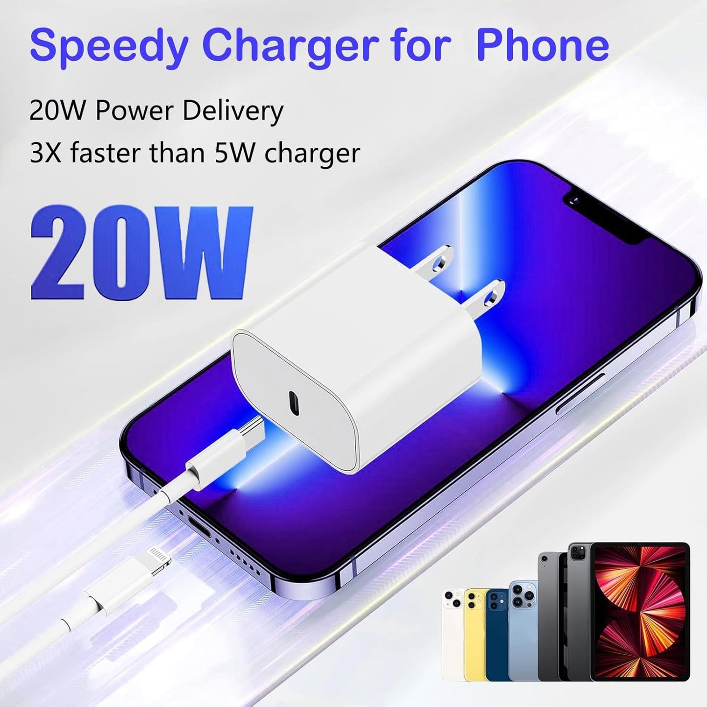 20W USB C Fast Charger + 6ft Cable - iPhone 14/13/12 PD 3.0 Wall Charger - PREMA TIME - Prema Time