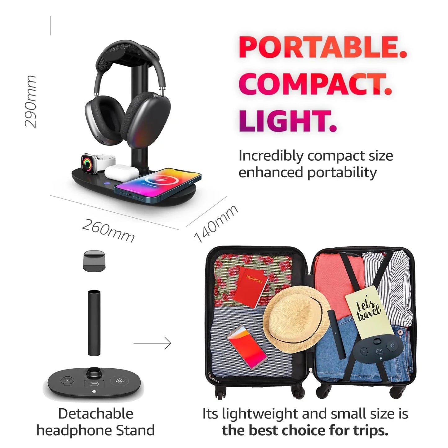 4 in 1 Wireless Charger 15W Fast Charging Station with Headphone Stand - PREMA TIME - Prema Time