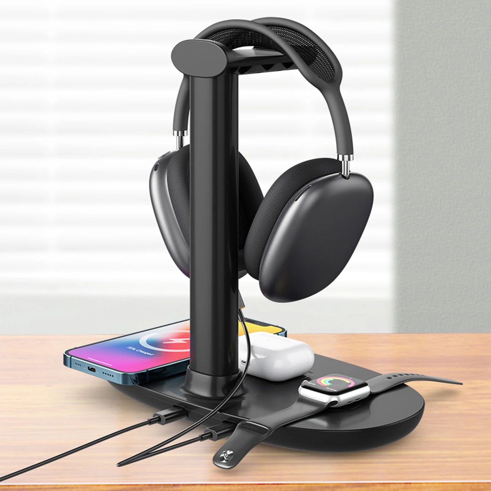 4 in 1 Wireless Charger 15W Fast Charging Station with Headphone Stand - PREMA TIME - Prema Time