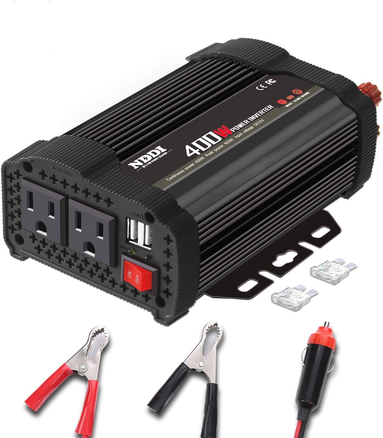 400W Car Power Inverter DC 12V to 110V AC with Dual USB Ports & Cigarette Lighter - PREMA TIME - Prema Time