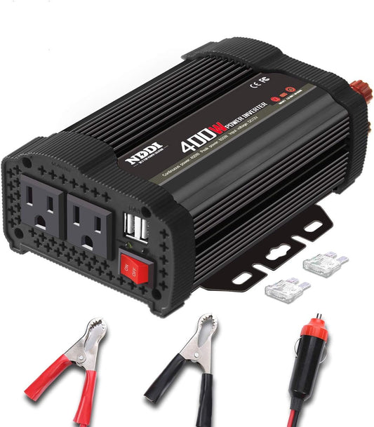 400W Car Power Inverter DC 12V to 110V AC with Dual USB Ports & Cigarette Lighter - PREMA TIME - Prema Time