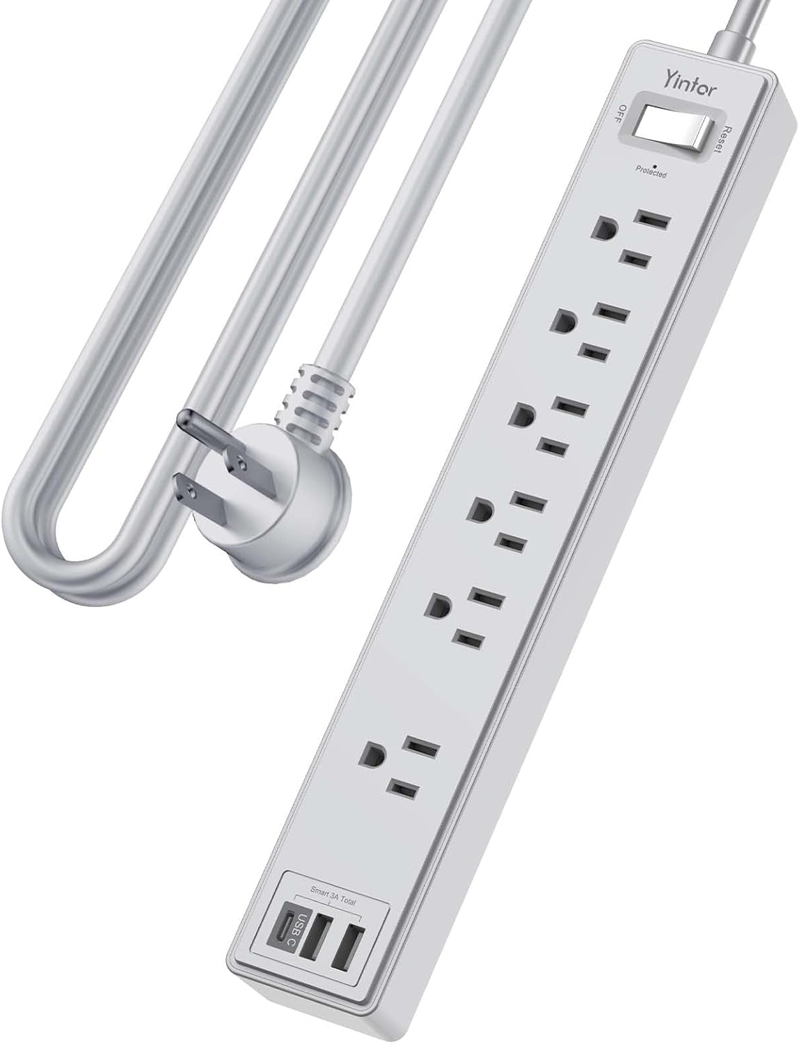 6Ft Power Strip Surge Protector with 6 AC Outlets and 3 USB Ports - Black - PREMA TIME