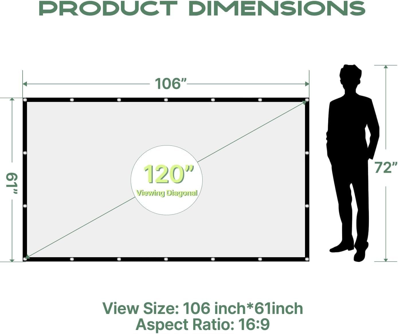120" Foldable Washable Projector Screen - Double Sided - Home Theater - PREMA TIME - Prema Time