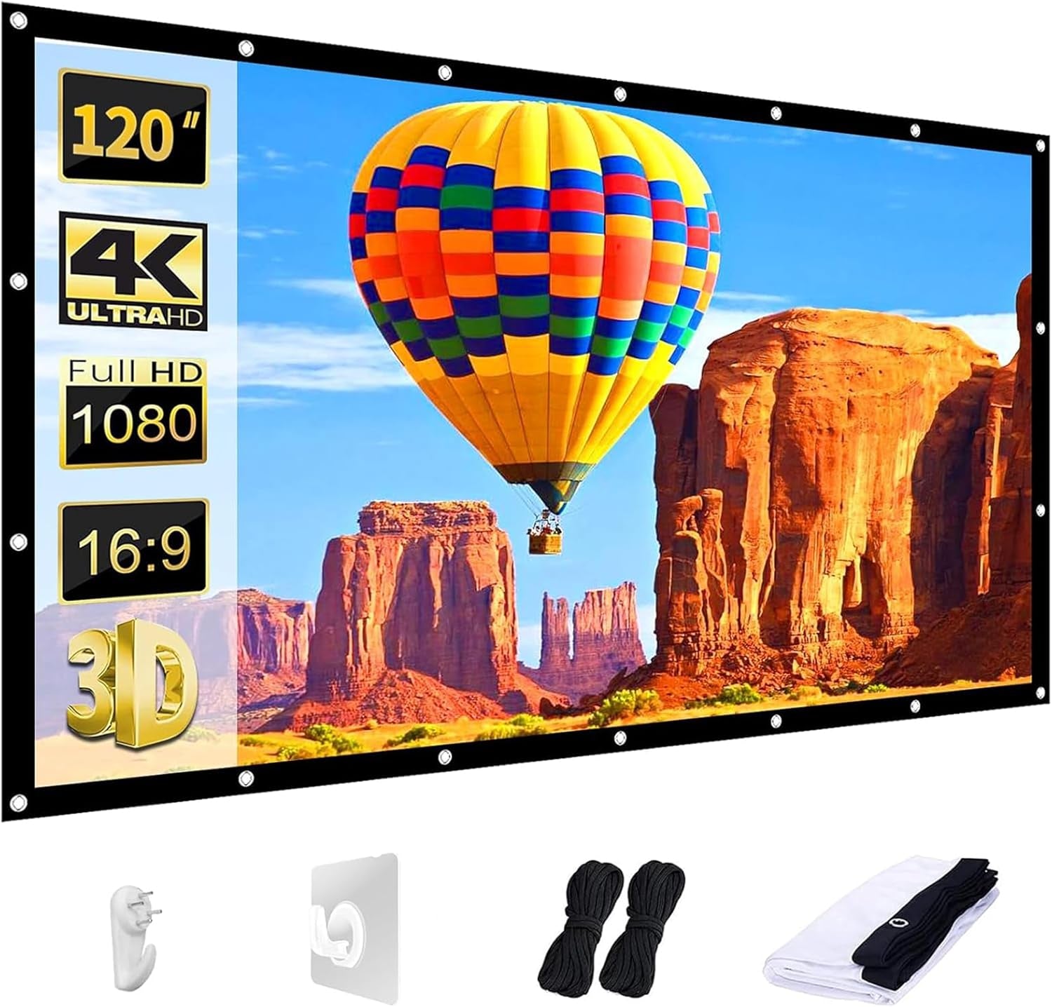 120" Foldable Washable Projector Screen - Double Sided - Home Theater - PREMA TIME - Prema Time