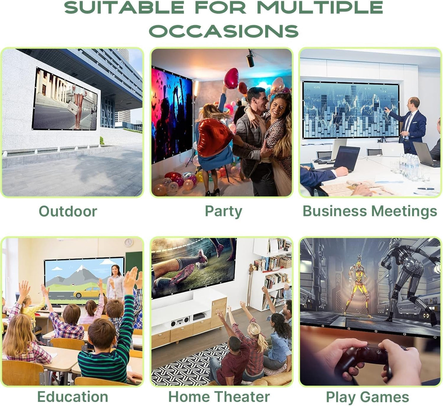 120" Foldable Washable Projector Screen - Double Sided - Home Theater - PREMA TIME - Prema Time