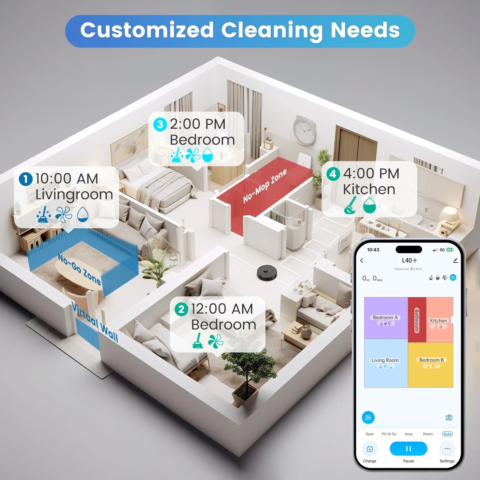 AIRROBO L40+ 3-in-1 Robot Vacuum Mop Combo w/ Self-Empty Bin - LiDAR Nav 3000Pa - Prema Time