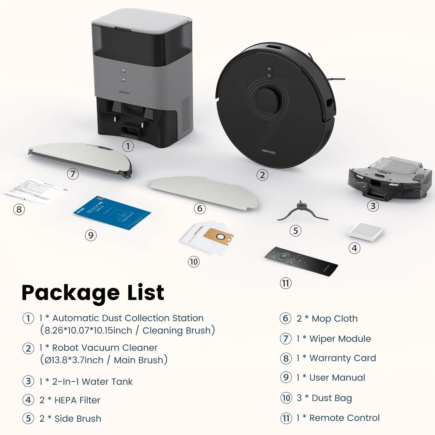 AIRROBO L40+ 3-in-1 Robot Vacuum Mop Combo w/ Self-Empty Bin - LiDAR Nav 3000Pa - Prema Time