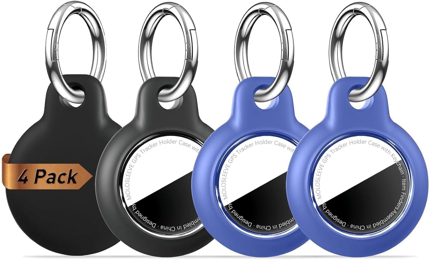 Shockproof AirTag Holder Case w/ Keychain - Anti-Scratch Cover 1/2/4 Pack Black - Prema Time