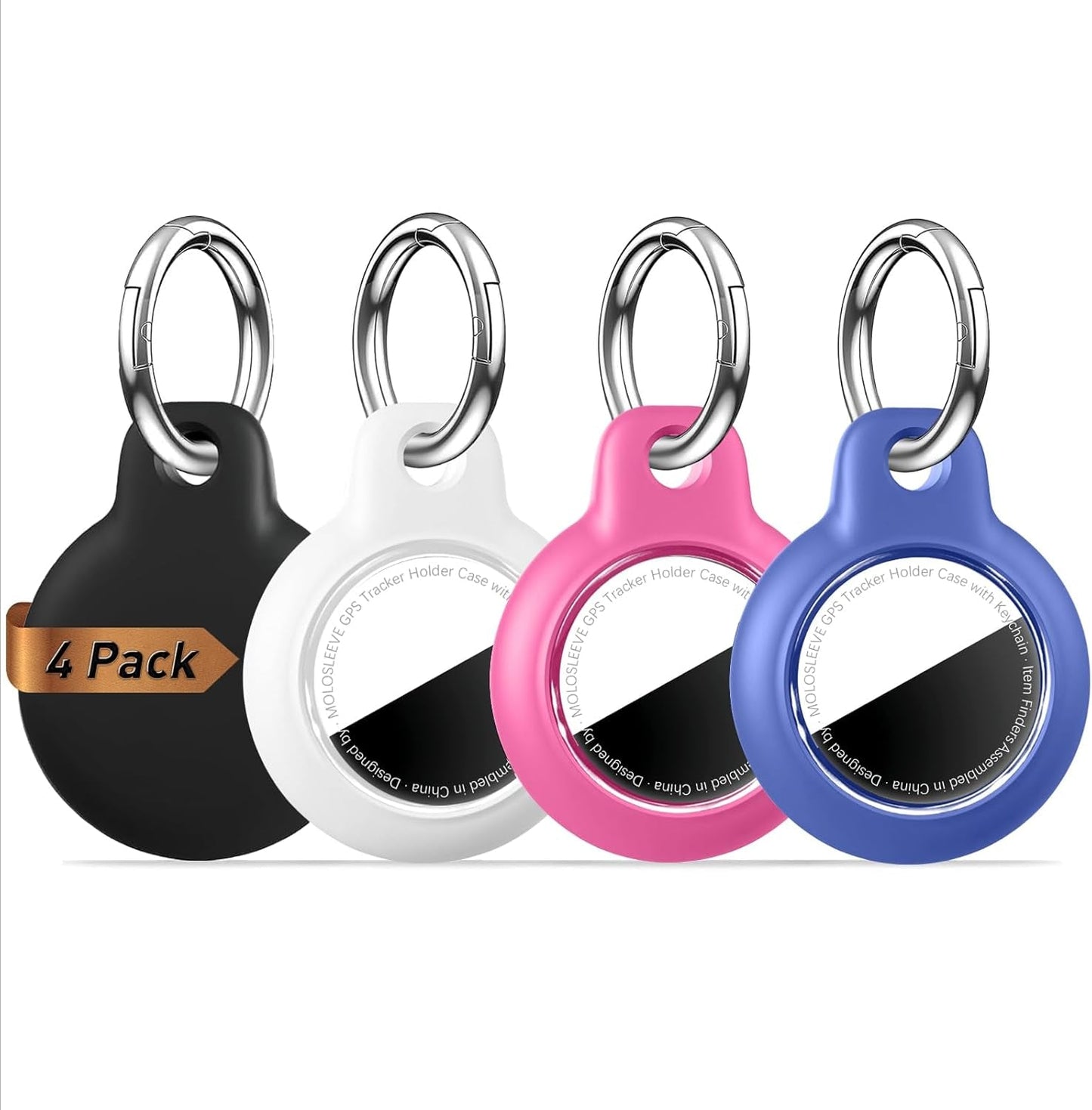 Shockproof AirTag Holder Case w/ Keychain - Anti-Scratch Cover 1/2/4 Pack Black - Prema Time