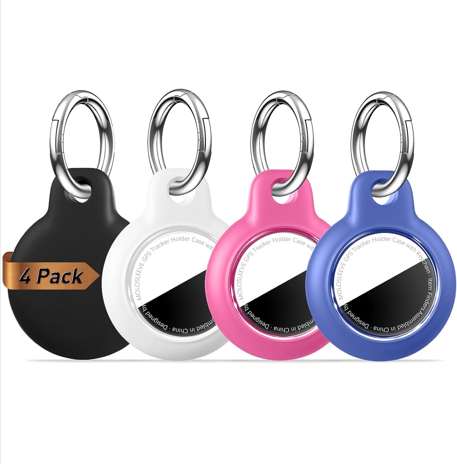 Shockproof AirTag Holder Case w/ Keychain - Anti-Scratch Cover 1/2/4 Pack Black - Prema Time