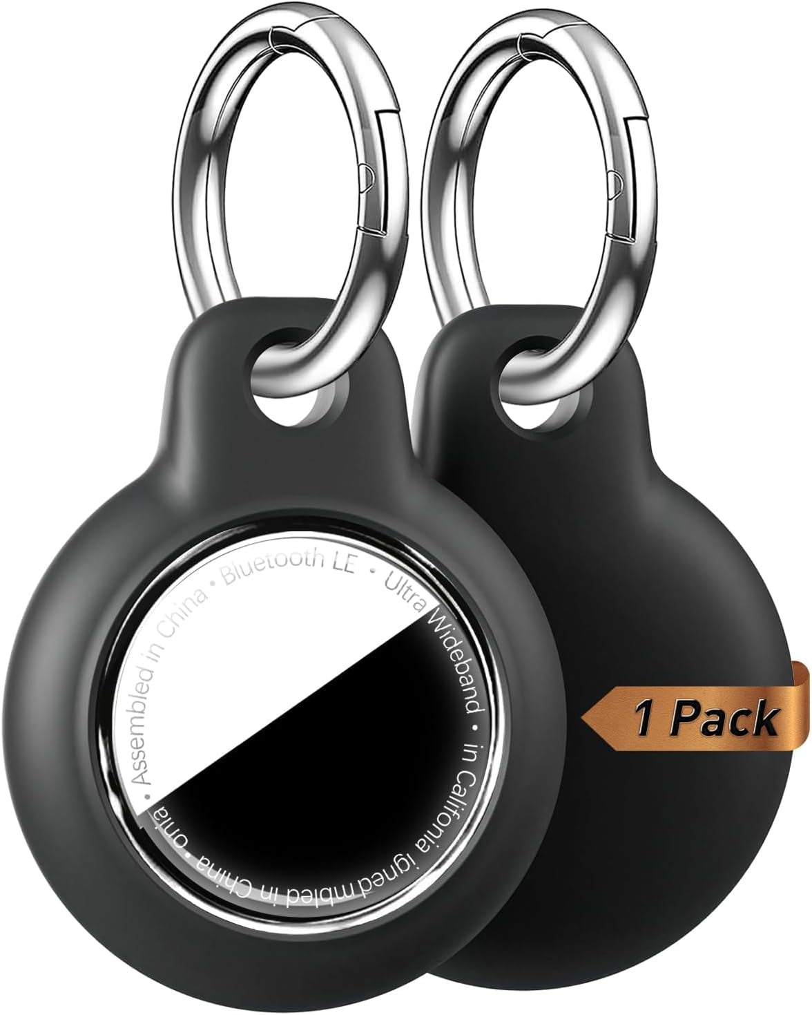 Shockproof AirTag Holder Case w/ Keychain - Anti-Scratch Cover 1/2/4 Pack Black - Prema Time