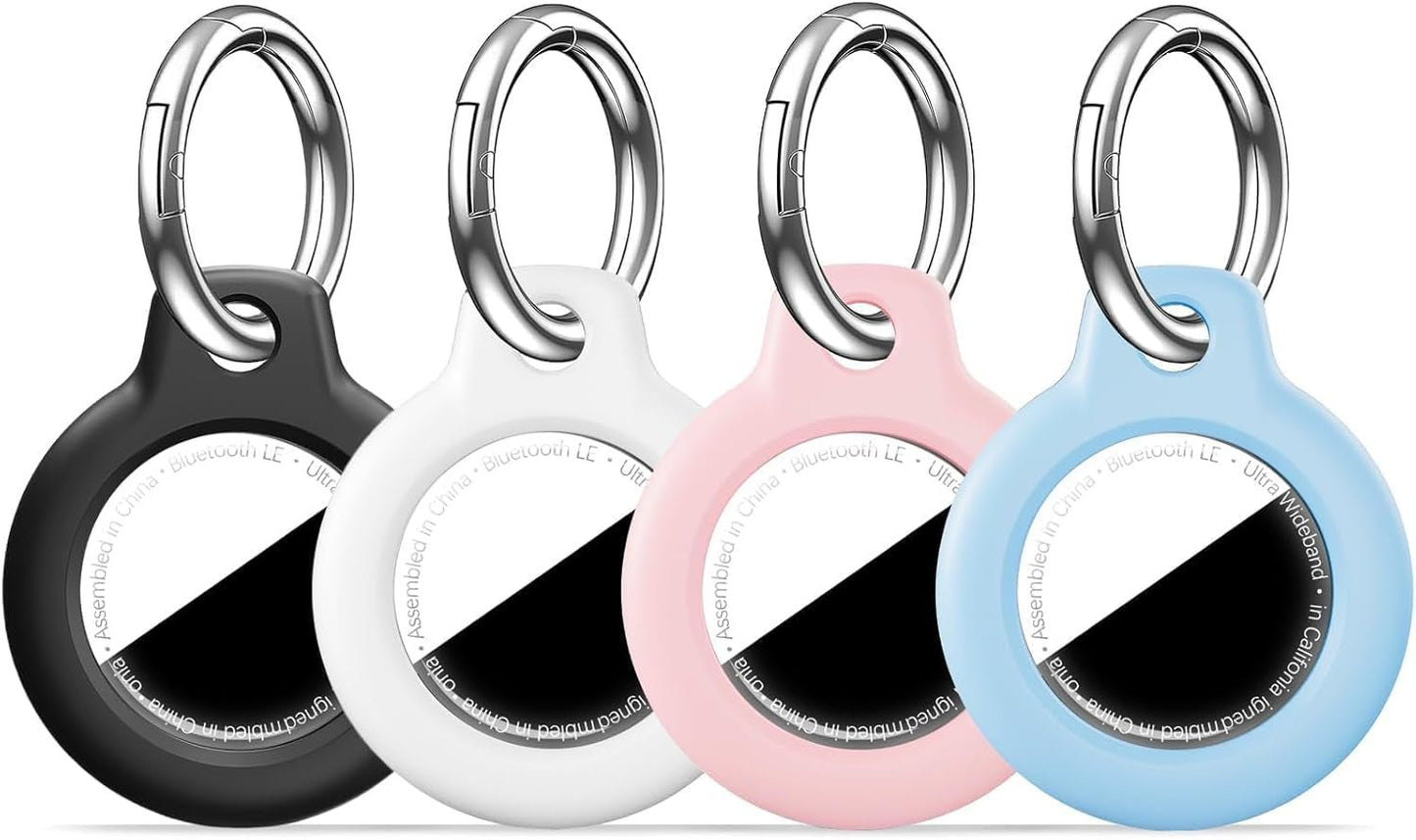 Shockproof AirTag Holder Case w/ Keychain - Anti-Scratch Cover 1/2/4 Pack Black - Prema Time