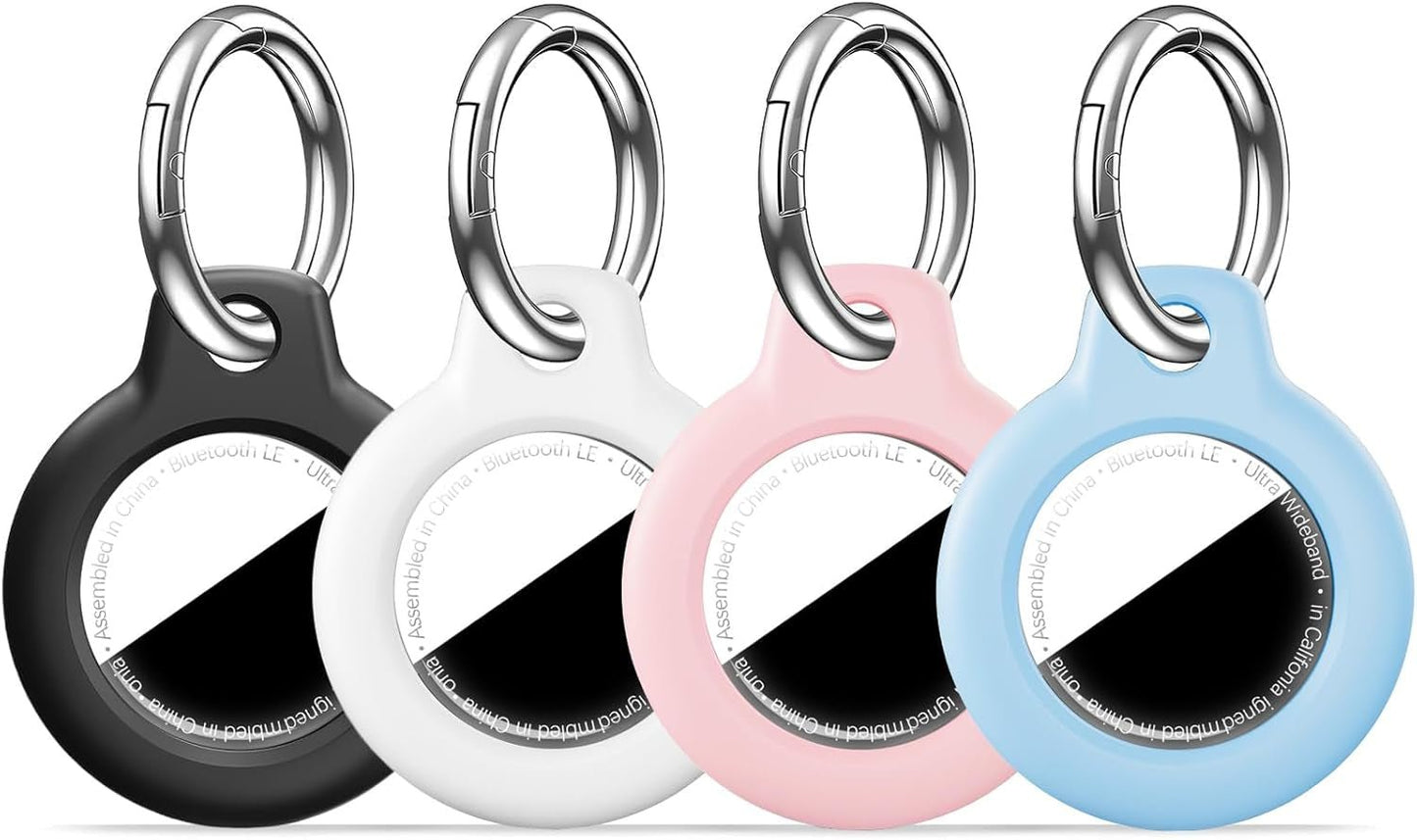 Shockproof AirTag Holder Case w/ Keychain - Anti-Scratch Cover 1/2/4 Pack Black - Prema Time