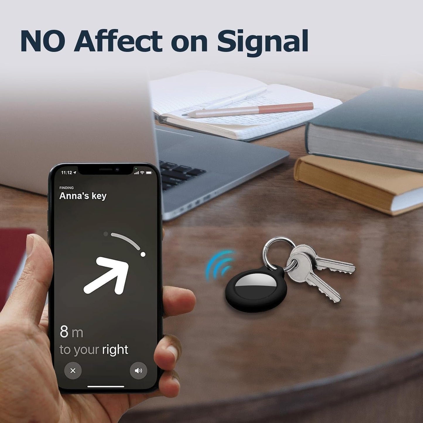 Shockproof AirTag Holder Case w/ Keychain - Anti-Scratch Cover 1/2/4 Pack Black - Prema Time