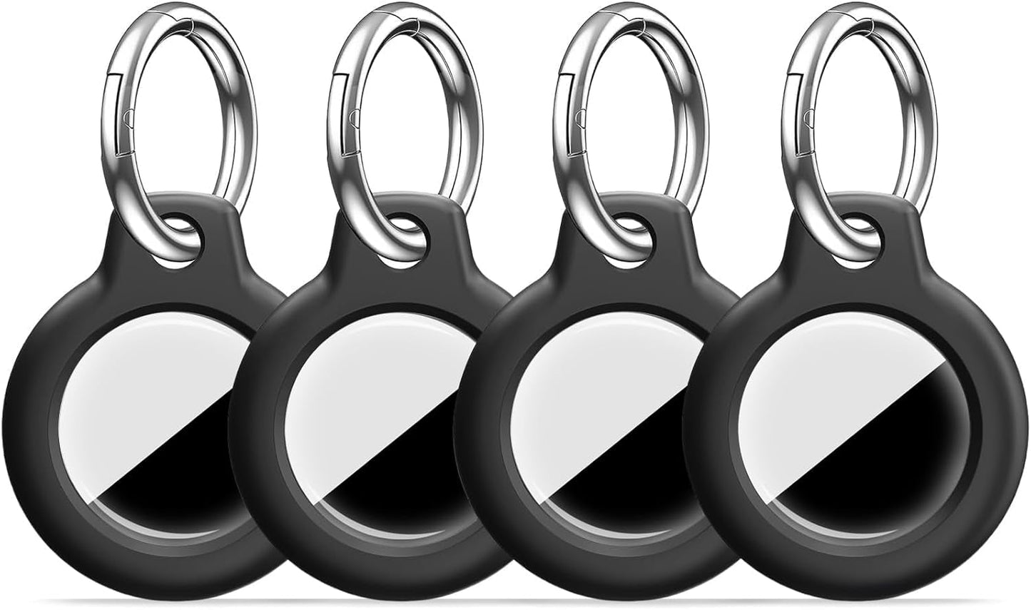 Shockproof AirTag Holder Case w/ Keychain - Anti-Scratch Cover 1/2/4 Pack Black - Prema Time