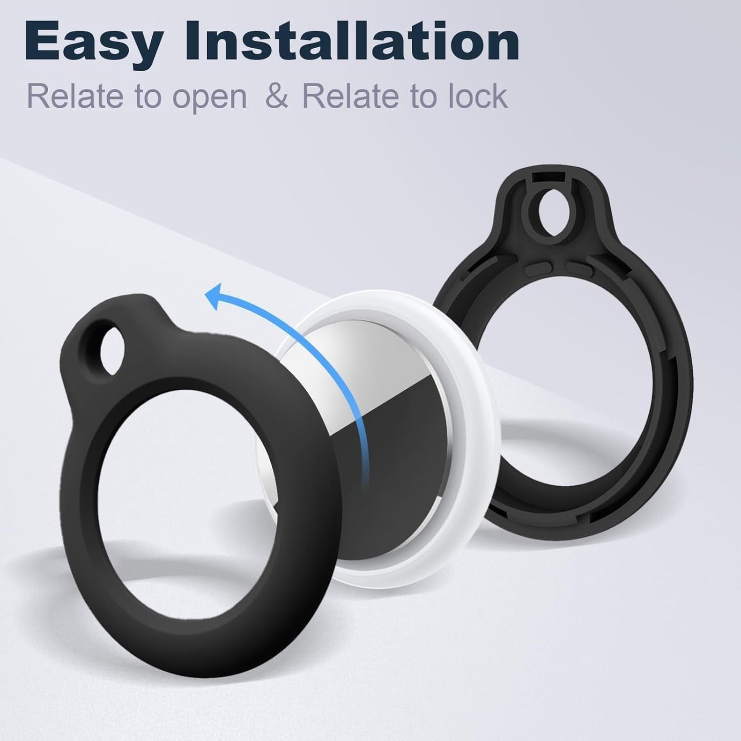 Shockproof AirTag Holder Case w/ Keychain - Anti-Scratch Cover 1/2/4 Pack Black - Prema Time