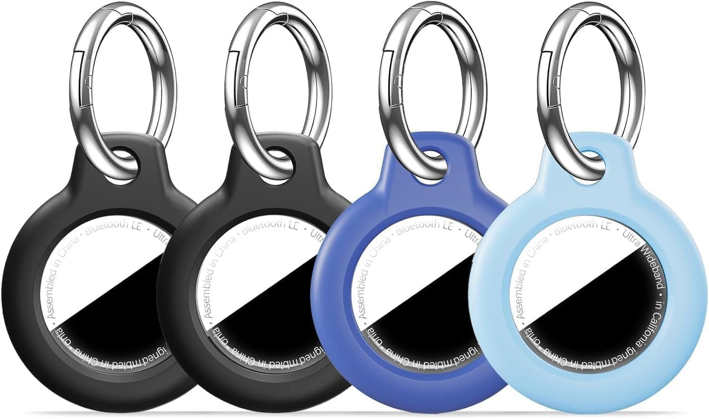 Shockproof AirTag Holder Case w/ Keychain - Anti-Scratch Cover 1/2/4 Pack Black - Prema Time