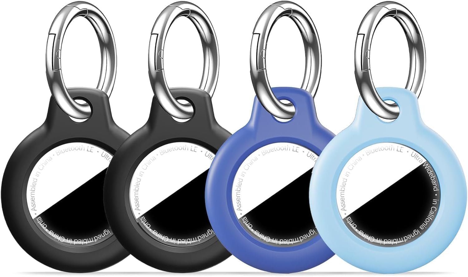 Shockproof AirTag Holder Case w/ Keychain - Anti-Scratch Cover 1/2/4 Pack Black - Prema Time