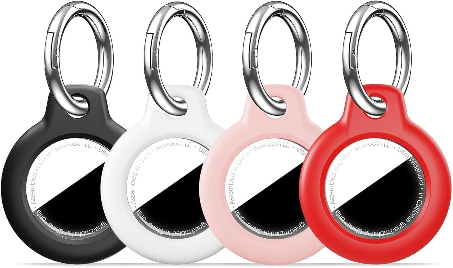 Shockproof AirTag Holder Case w/ Keychain - Anti-Scratch Cover 1/2/4 Pack Black - Prema Time