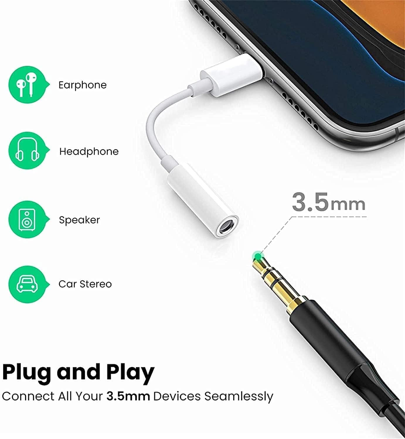Apple MFi Certified Lightning to 3.5mm Adapter 3-Pack - iPhone Headphone Jack Dongle - PREMA TIME - Prema Time