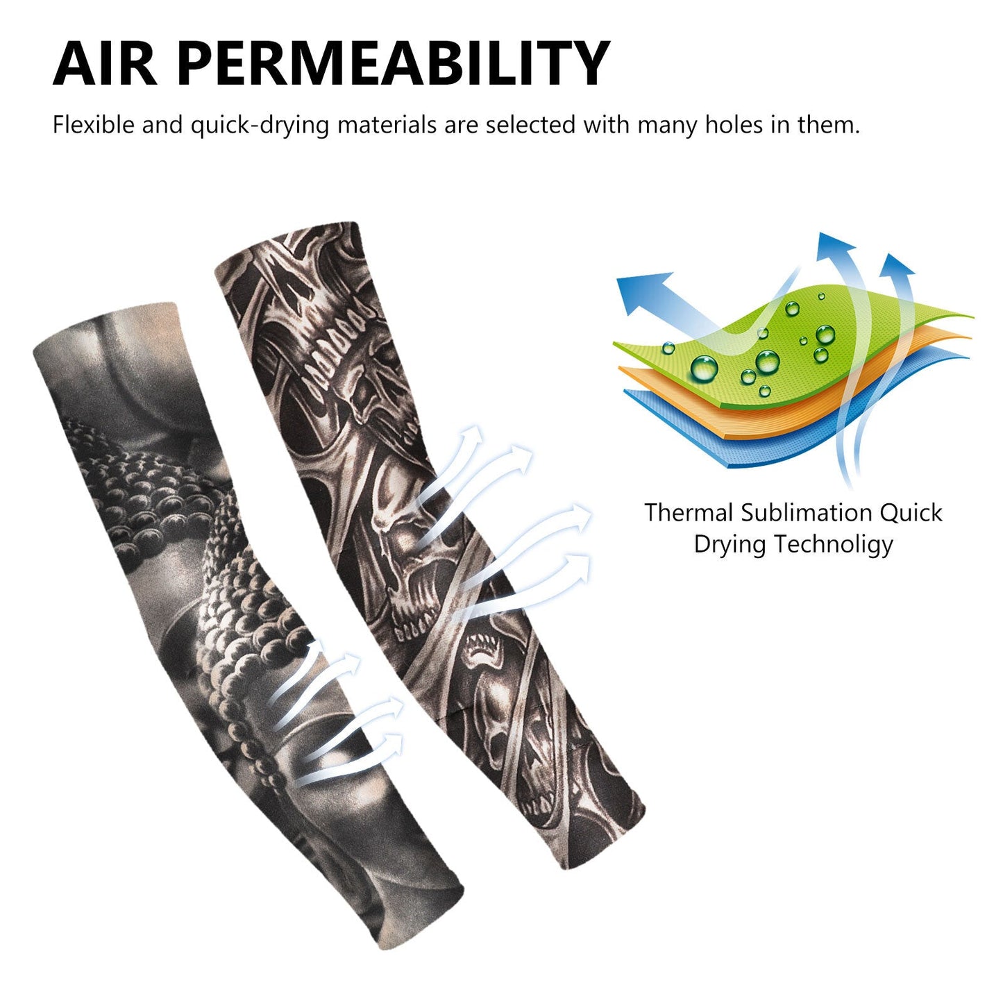 ARMORAY 5 - 10 Pcs Fake Temporary Tattoo Arm Sleeves Stockings Cool Women Men Unisex UV Protection - PREMA TIME - Prema Time