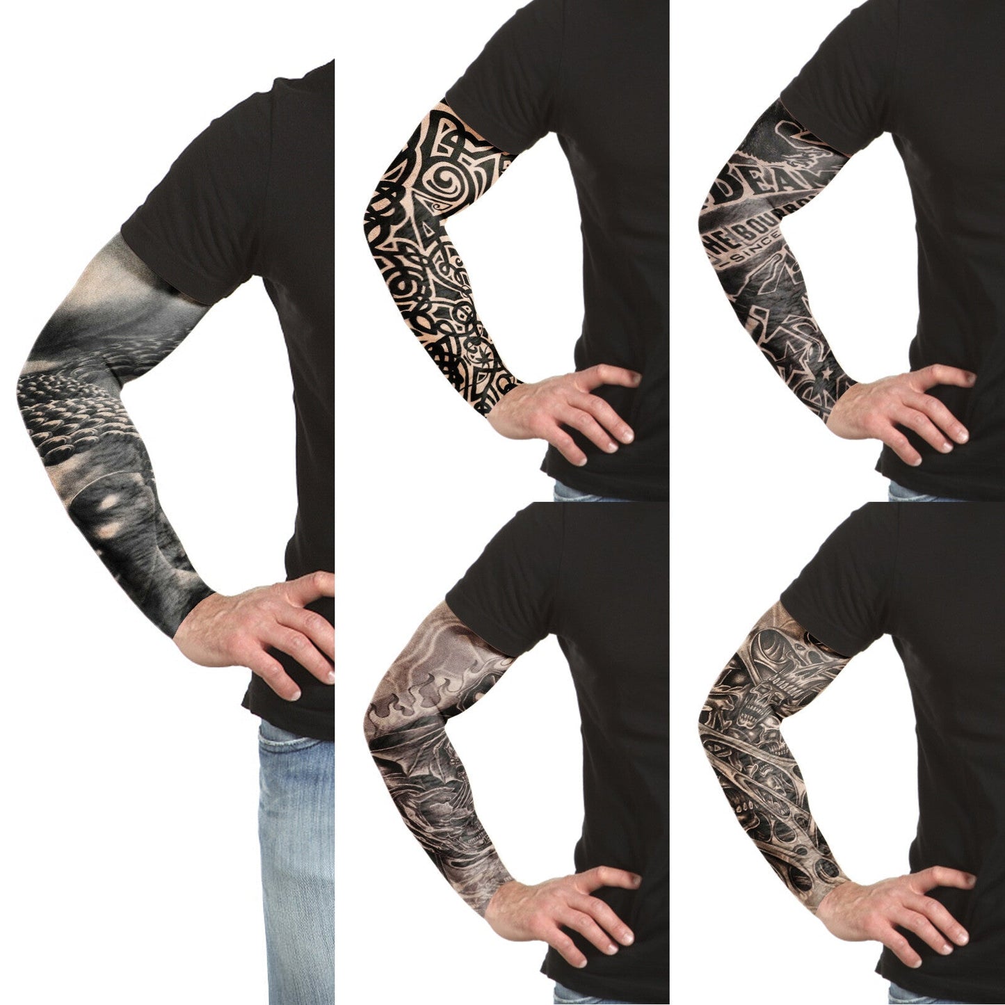 ARMORAY 5 - 10 Pcs Fake Temporary Tattoo Arm Sleeves Stockings Cool Women Men Unisex UV Protection - PREMA TIME - Prema Time