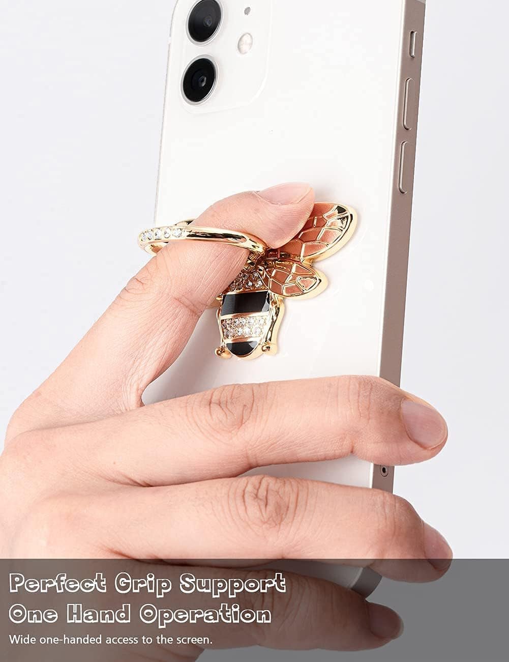 Bee Phone Ring Holder - Crystal Rhinestone Grip Stand for iPhone & Android - PREMA TIME - Prema Time