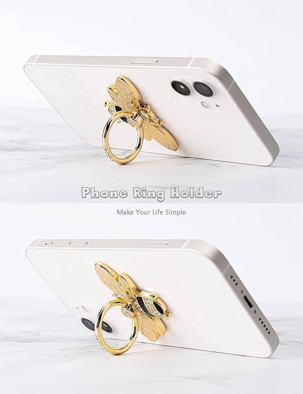 Bee Phone Ring Holder - Crystal Rhinestone Grip Stand for iPhone & Android - PREMA TIME - Prema Time