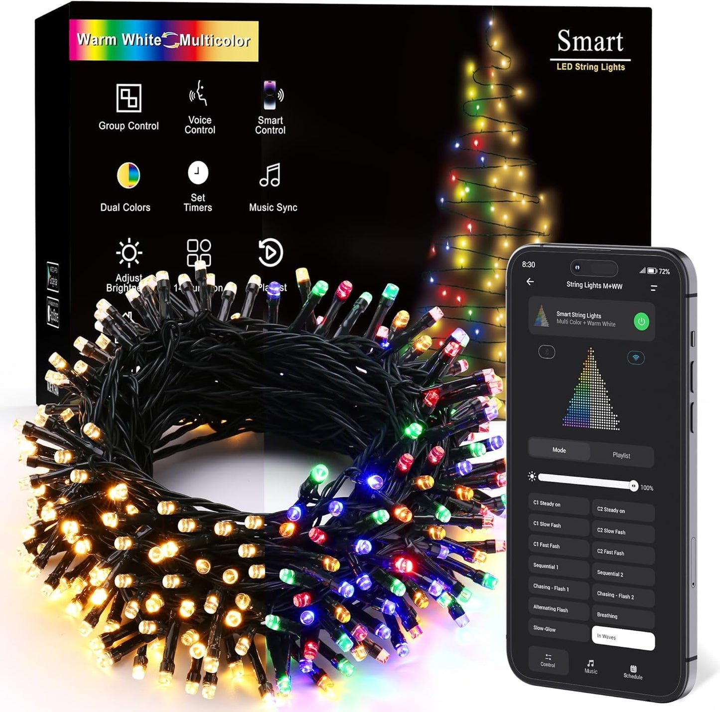 115ft Color Changing LED String Lights - 300 LEDs - Christmas Outdoor Decor - PREMA TIME - Prema Time