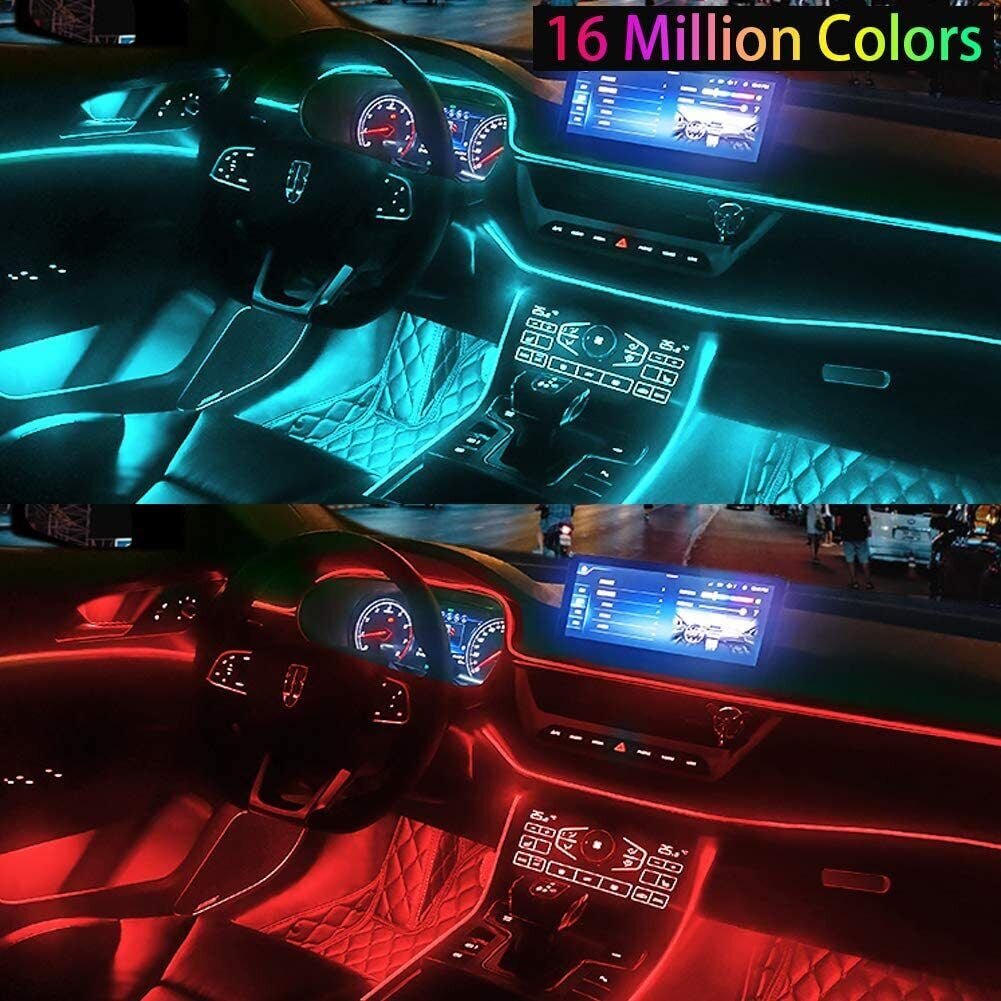 Car Interior LED Strip Lights Fiber Optic Ambient Lighting Kit App Control 6M 16 Million Colors - PREMA TIME - Prema Time