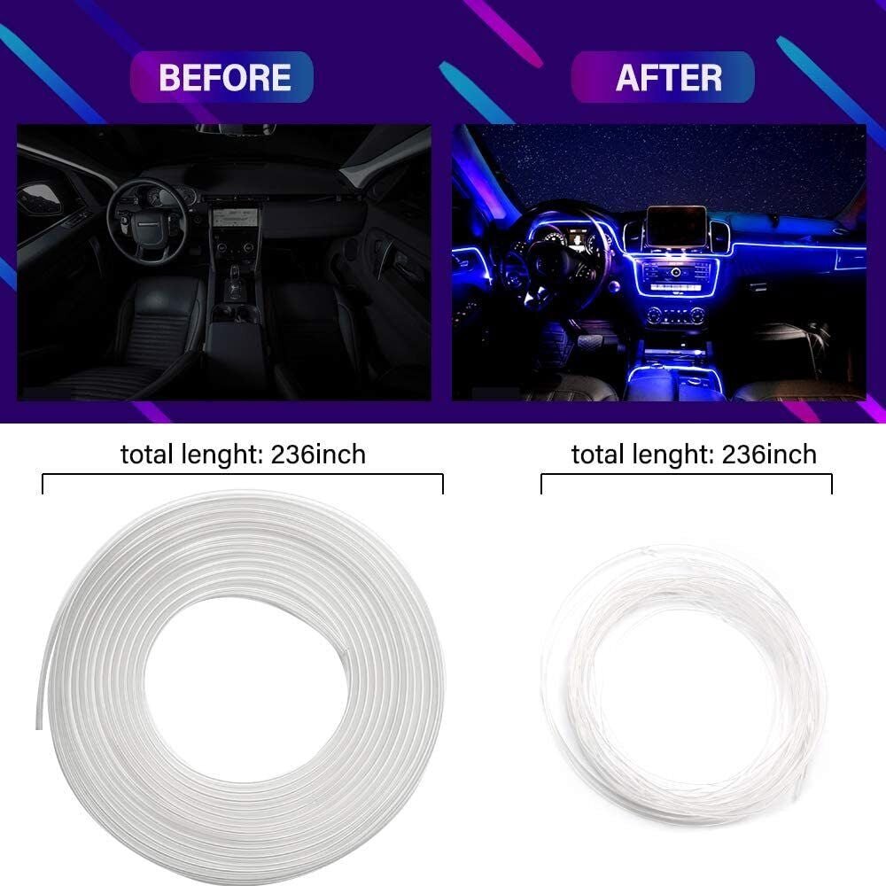Car Interior LED Strip Lights Fiber Optic Ambient Lighting Kit App Control 6M 16 Million Colors - PREMA TIME - Prema Time