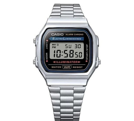 CASIO: A168WA - 1W - Vintage - Digital - Stainless Steel - Unisex Wrist Watch - Prema Time
