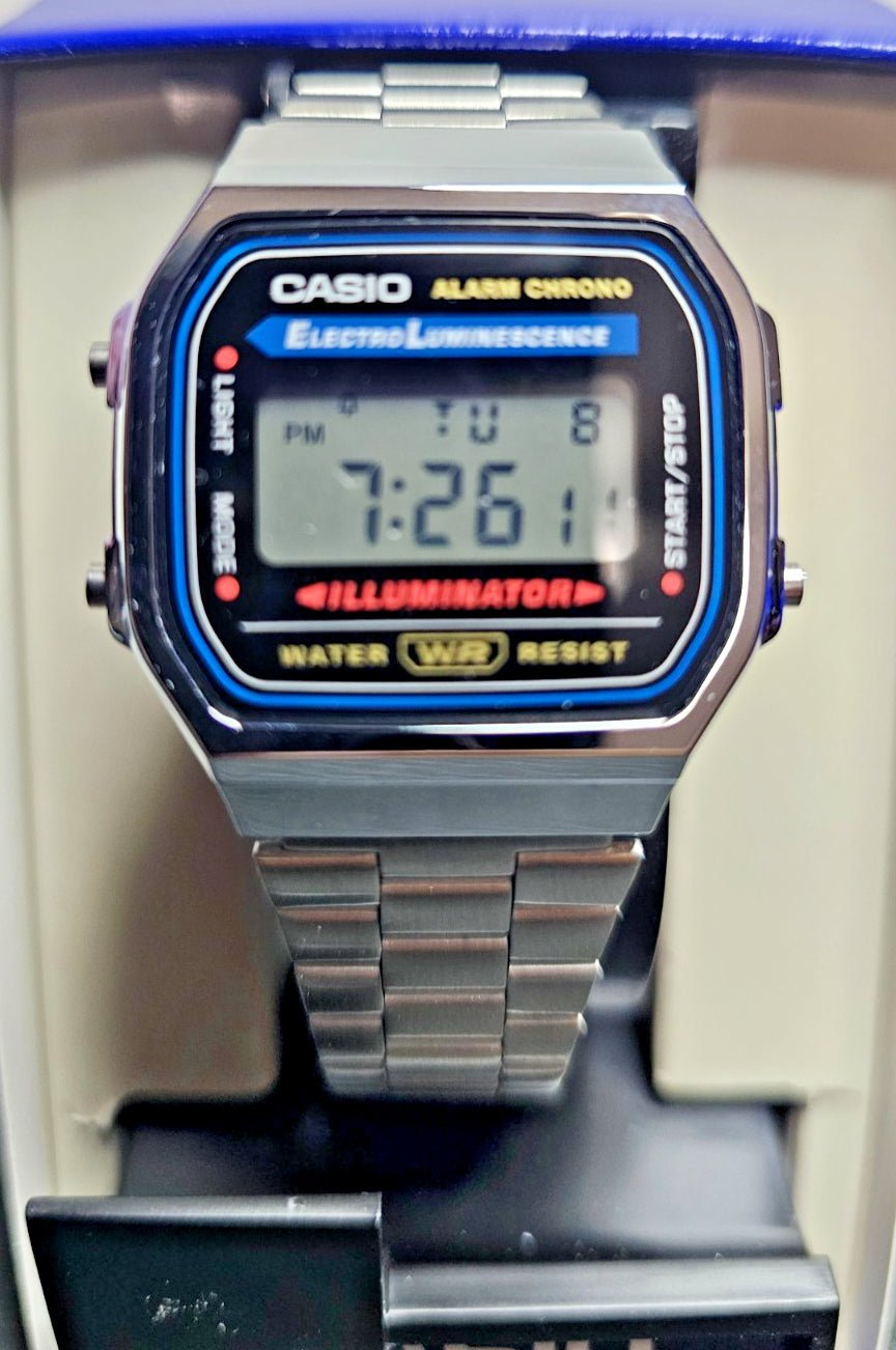 CASIO: A168WA - 1W - Vintage - Digital - Stainless Steel - Unisex Wrist Watch - Prema Time