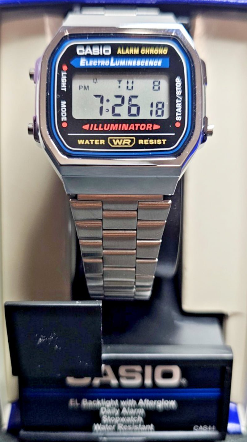 CASIO: A168WA - 1W - Vintage - Digital - Stainless Steel - Unisex Wrist Watch - Prema Time