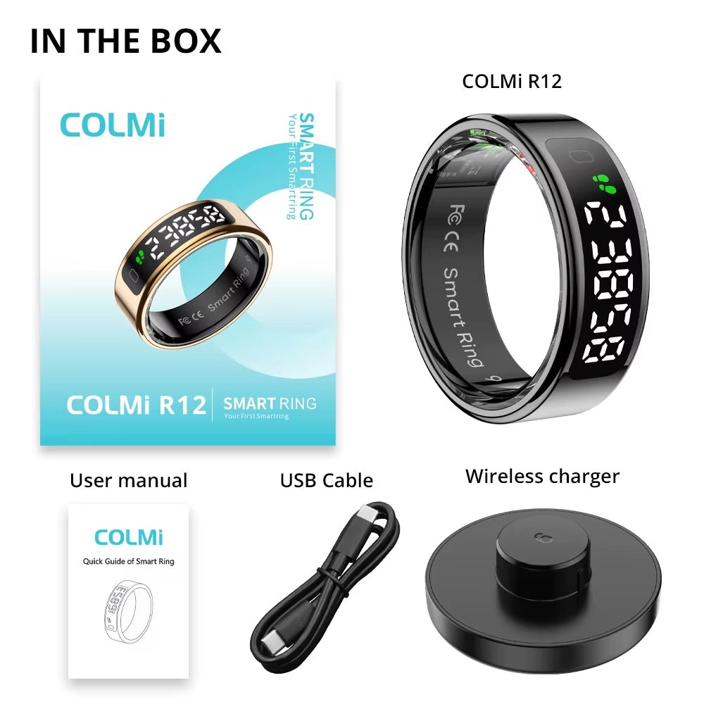 COLMI R12 Smart Ring Display Screen Touch Wireless Charging 5ATM Waterproof - PREMA TIME - Prema Time