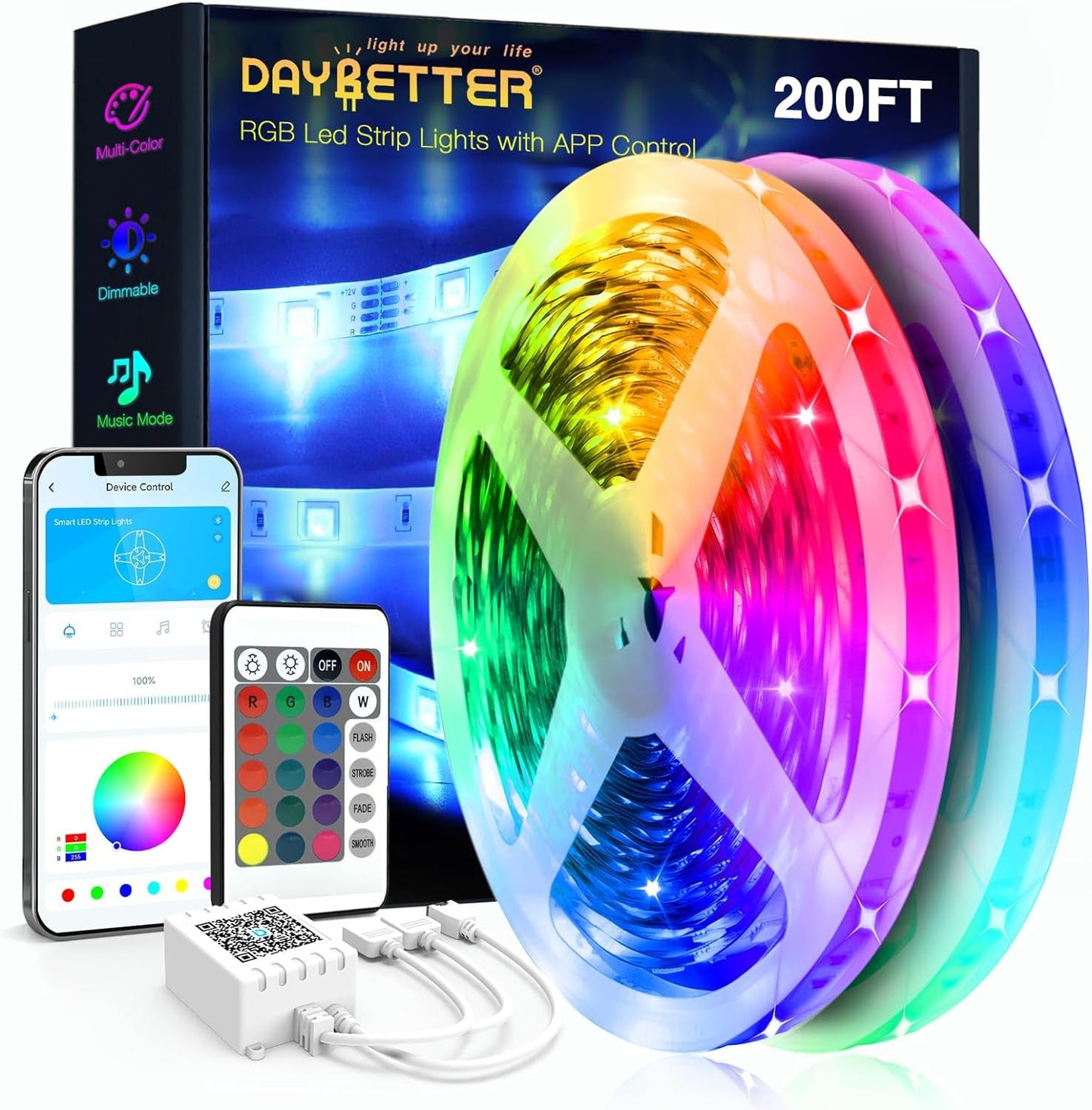 16.4ft Smart IC LED Strip Lights - Music Sync App Control RGB 24V 5050 - Prema Time