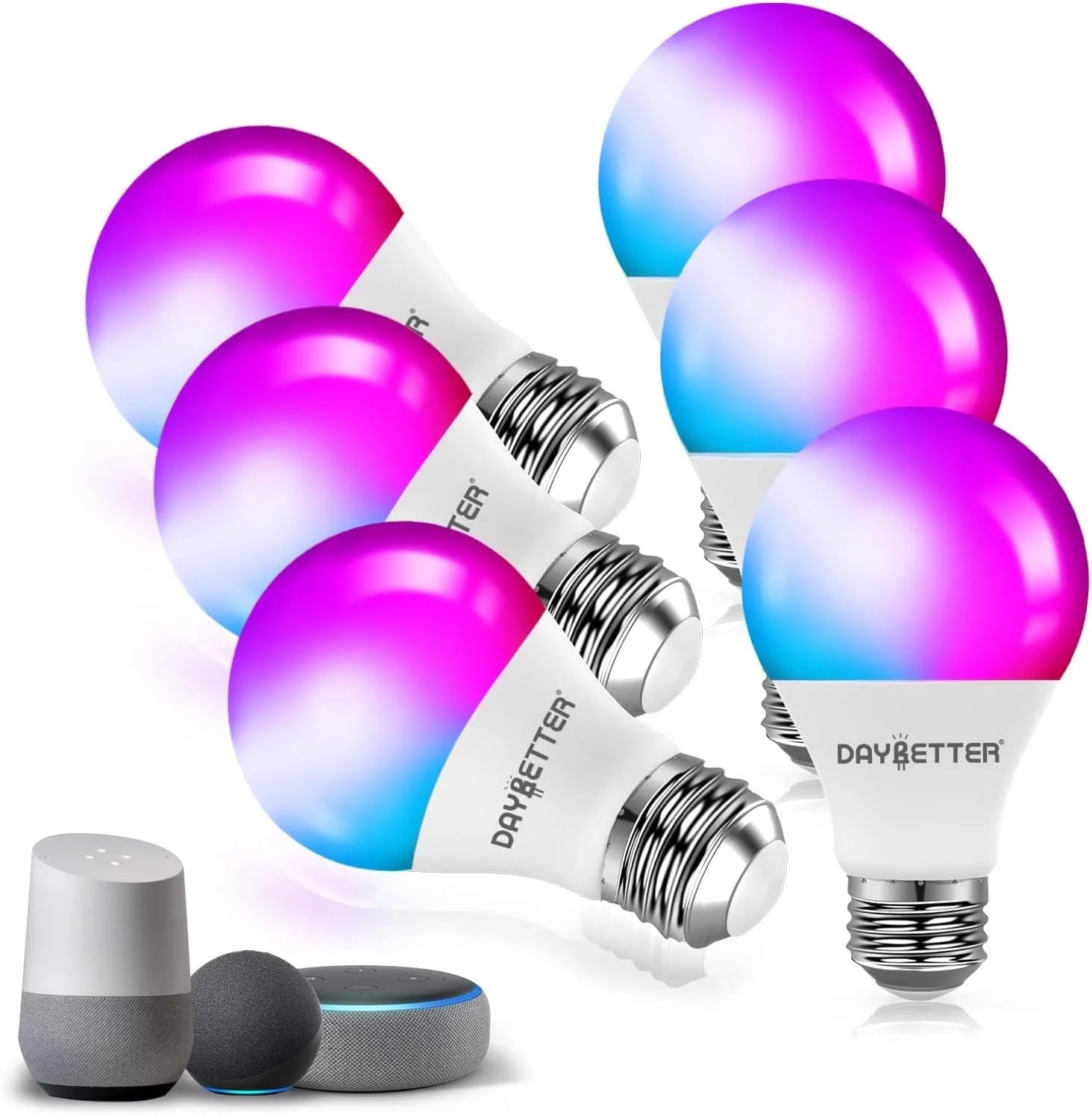 DAYBETTER Smart Light Bulbs WiFi Color Changing LED 9W 60W Equivalent A19 E26 2.4GHz 6 - Pack - PREMA TIME - Prema Time