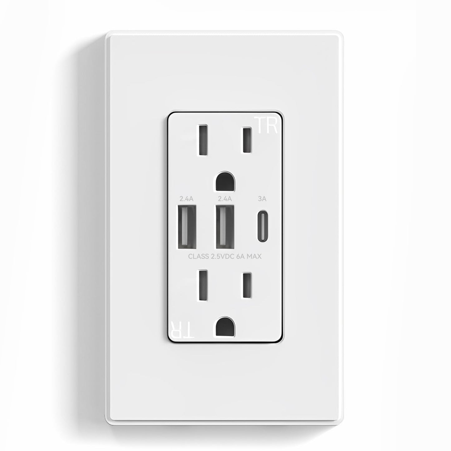 ELEGRP 3-Port USB Wall Outlet 30W Type-C Tamper-Resistant Matte Black - PREMA TIME - Prema Time