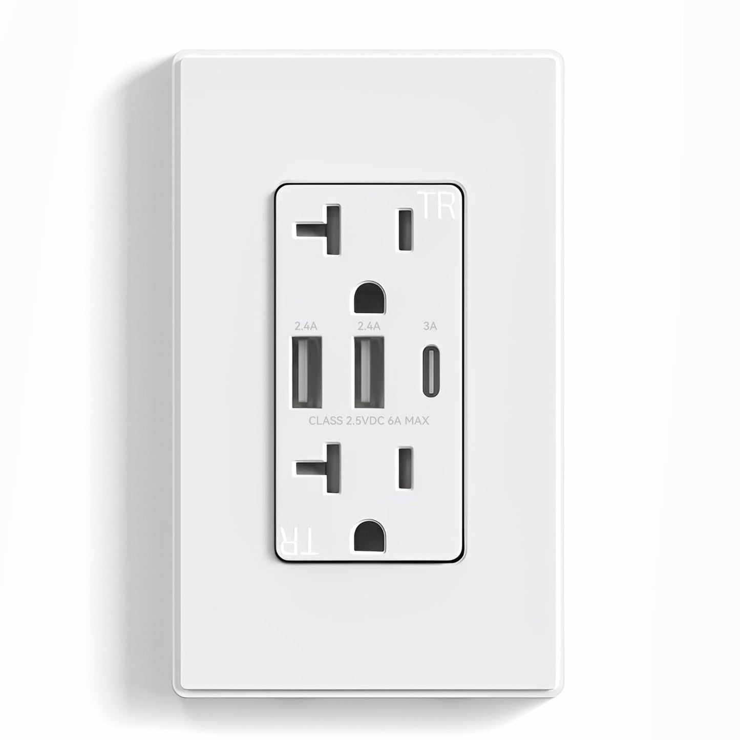 ELEGRP 3-Port USB Wall Outlet 30W Type-C Tamper-Resistant Matte Black - PREMA TIME - Prema Time
